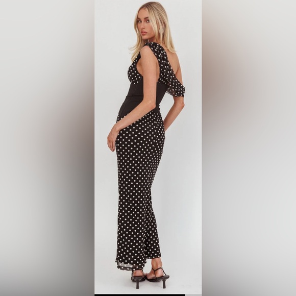 The Edge (Make A Scene Dress) Polka Dot XS Asymmetric Neckline Maxi - Picture 2 of 4